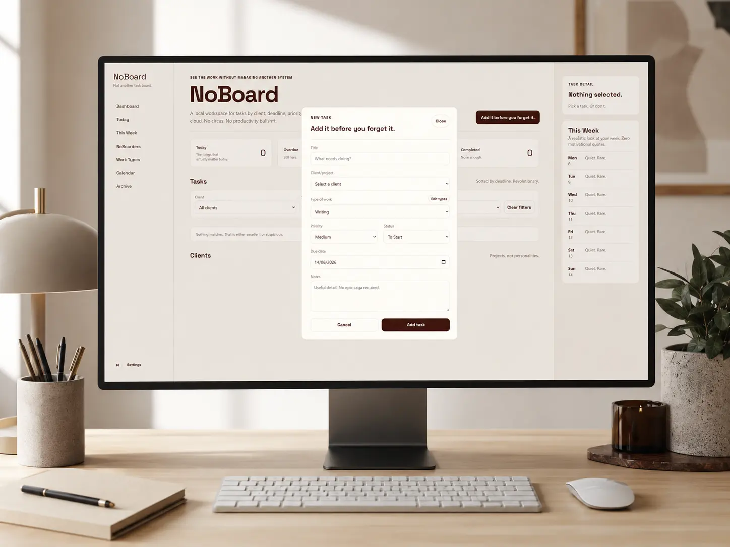 NoBoard desktop task manager project cover image